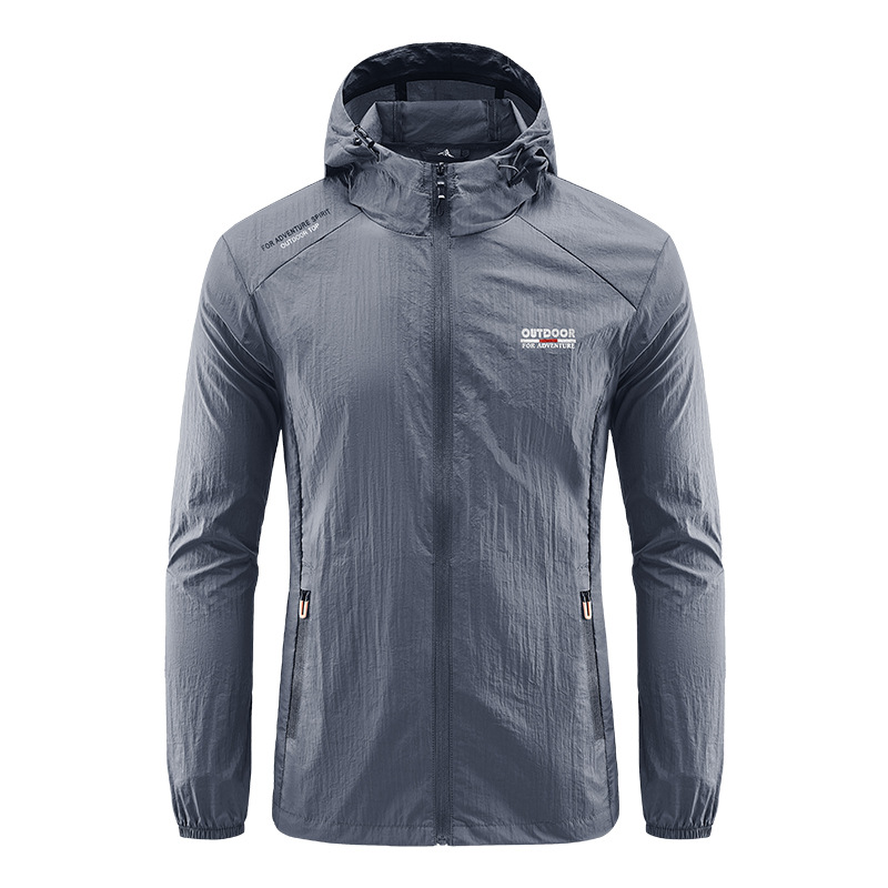 Summer Light Ice Silk Sun Protection Clothing Men's Outdoor Fishing Sun Protection Clothing Breathable Loose Hooded Sports Jacket Top