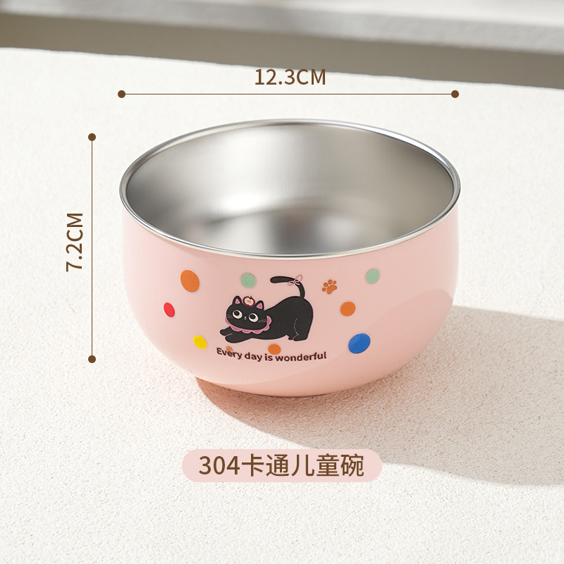 316不锈钢儿童宝宝喂养餐具儿童碗双层卡通辅食小碗可爱宝宝碗|undefined