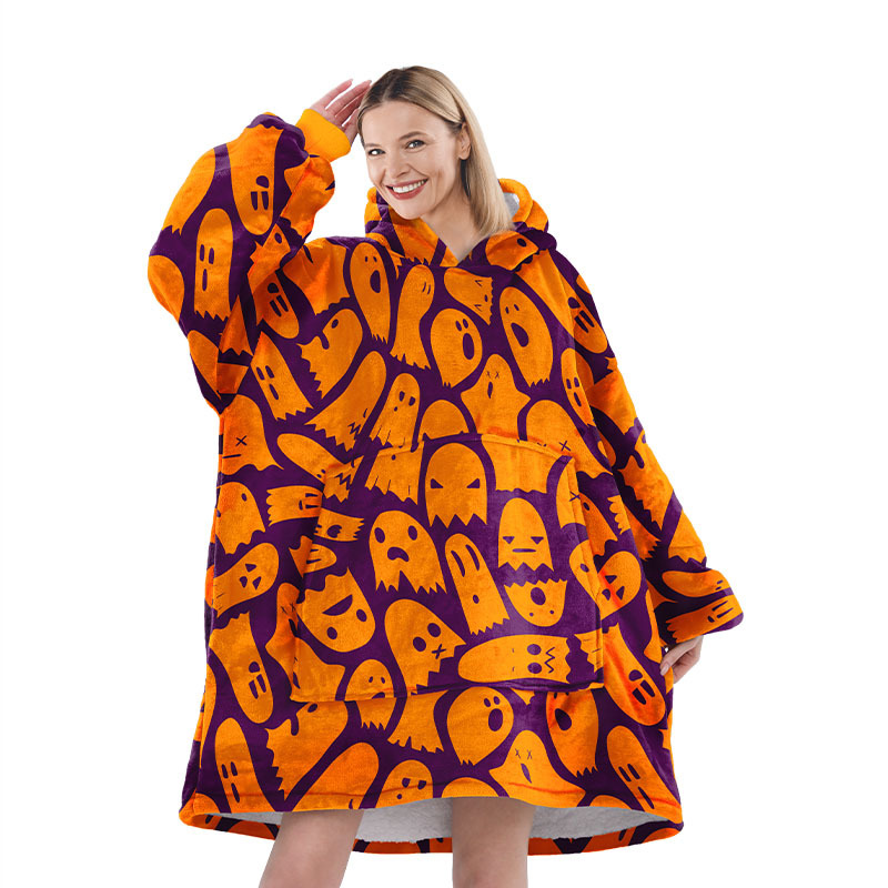 Halloween gran franela pareja ropa casera casual pijamas calentamiento europeo y americano encapuchado pijama perezoso