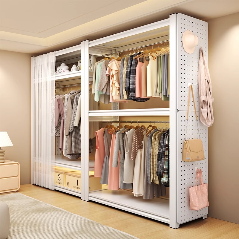 오픈형 옷걸이 렌탈 수납 다기능 가정용 올인원 옷걸이 선반 조합 다층 금속 옷걸이