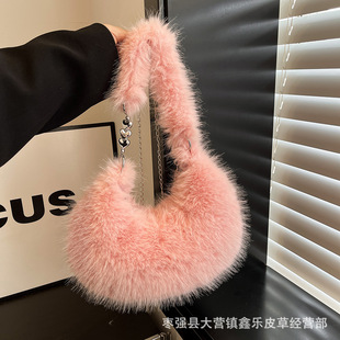 Autumn and winter bags for women plush bags cute heart chain versatile new zipper large capacity crossbody shoulder bag