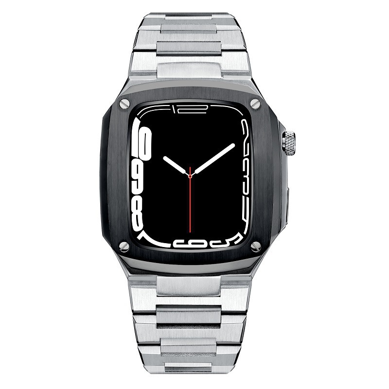 Adecuado para Apple Watch Correa iwatch78 botón de actualización de segunda generación carcasa de acero inoxidable cubierta protectora de caucho flúor