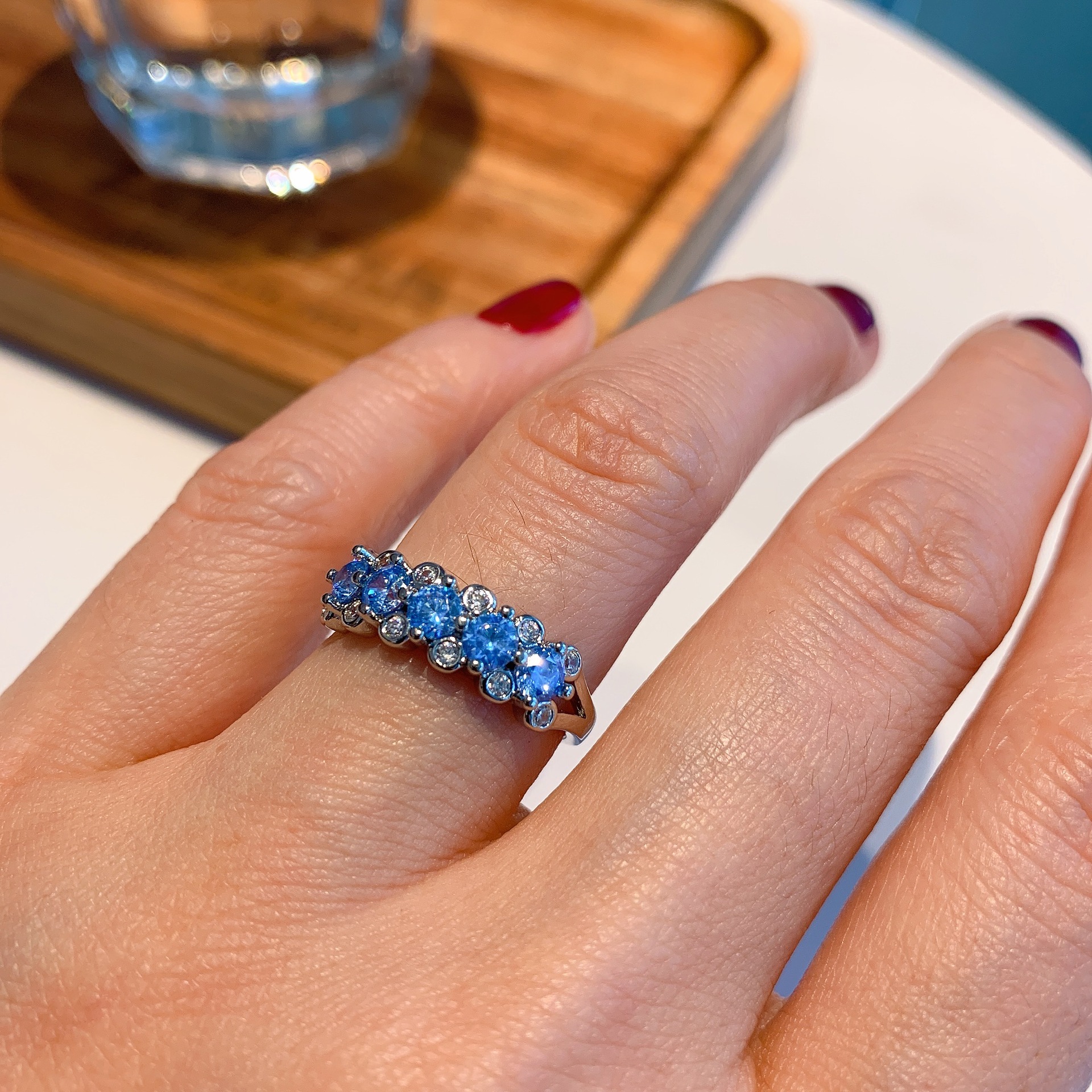 Retro Geometric Copper Inlay Artificial Gemstones Rings 1 Piece