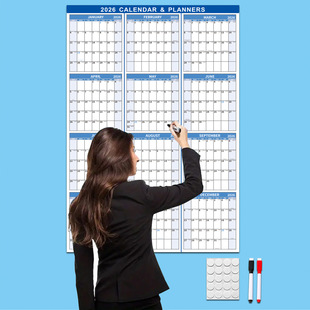 2025-2026 Amazon TEMU Erasable Double-Sided Calendar English Erasable Calendar Single Calendar Schedule