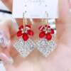 Crystal, fashionable demi-season earrings, 2024 years, cat's eye, internet celebrity, bright catchy style