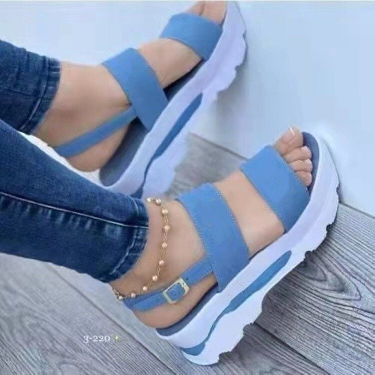Cross-border 2023 new summer foreign trade plus size with sweet wind wedge sandals female manufacturers wholesale