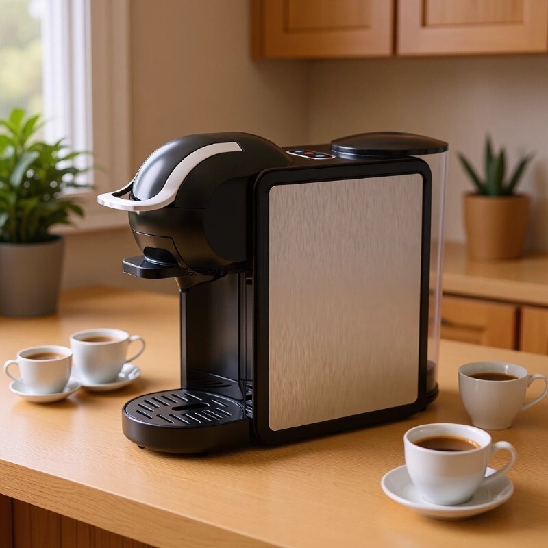 Foreign Trade Cross-Border 1450W 0.8L Capacity All-In-One Capsule Coffee Machine Stainless Steel Body Espresso Machine
