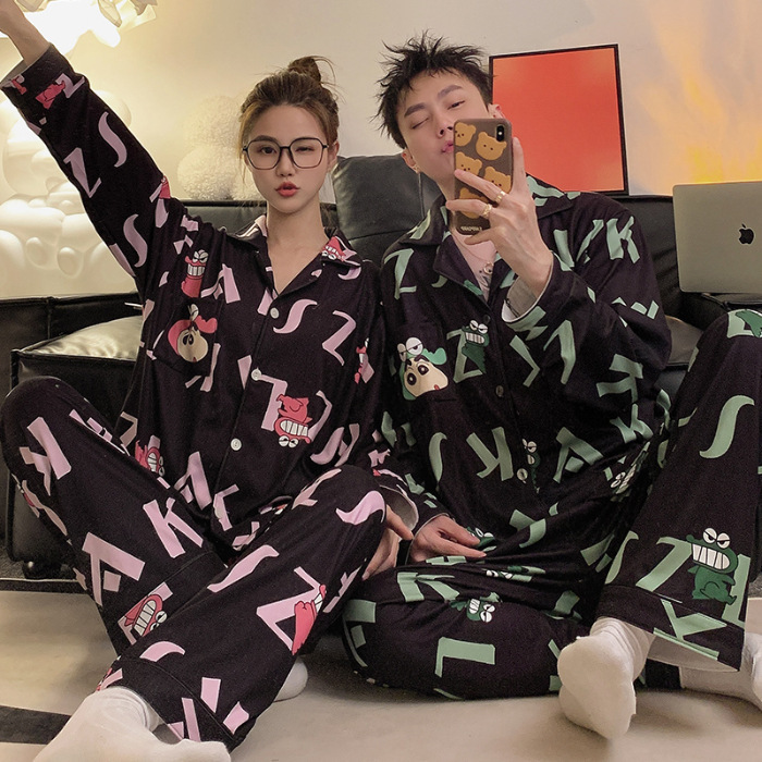 Bonita pareja de conejos pijamas de mujeres otoño y invierno nuevo estilo de alta calidad sensación de terciopelo más terciopelo conjunto de ropa cálida para el hogar de hombres