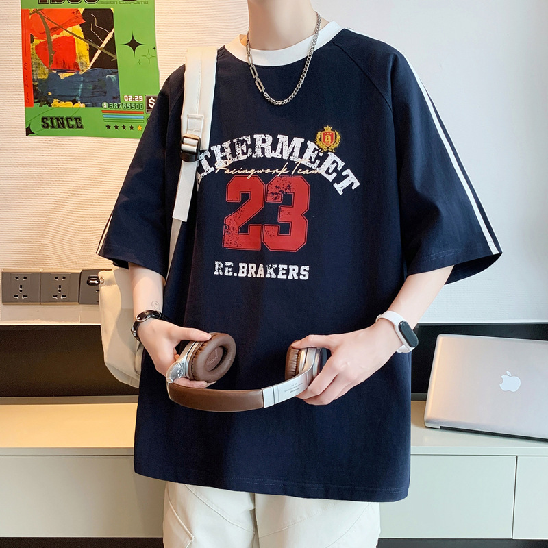 Short-Sleeved T-Shirt for Men, New Summer Style, Stylish Printed Loose Casual Half-Sleeved Shirt, Super Nice, Trendy and Versatile Pullover Short-Sleeved T-Shirt for Men, New Summer Style, Stylish Printed Loose Casual Half-Sleeved Shirt, Super Nice, Trendy and Versatile Pullover