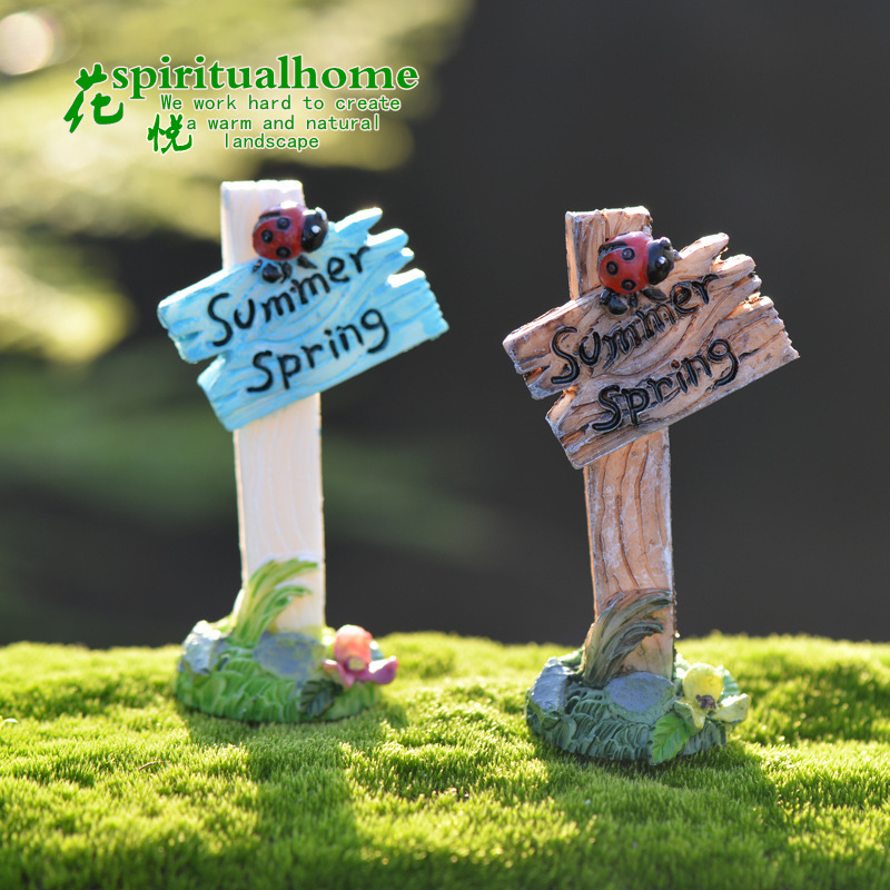 苔藓微景观装饰摆件  瓢虫指路牌 站牌多肉盆景花插配饰