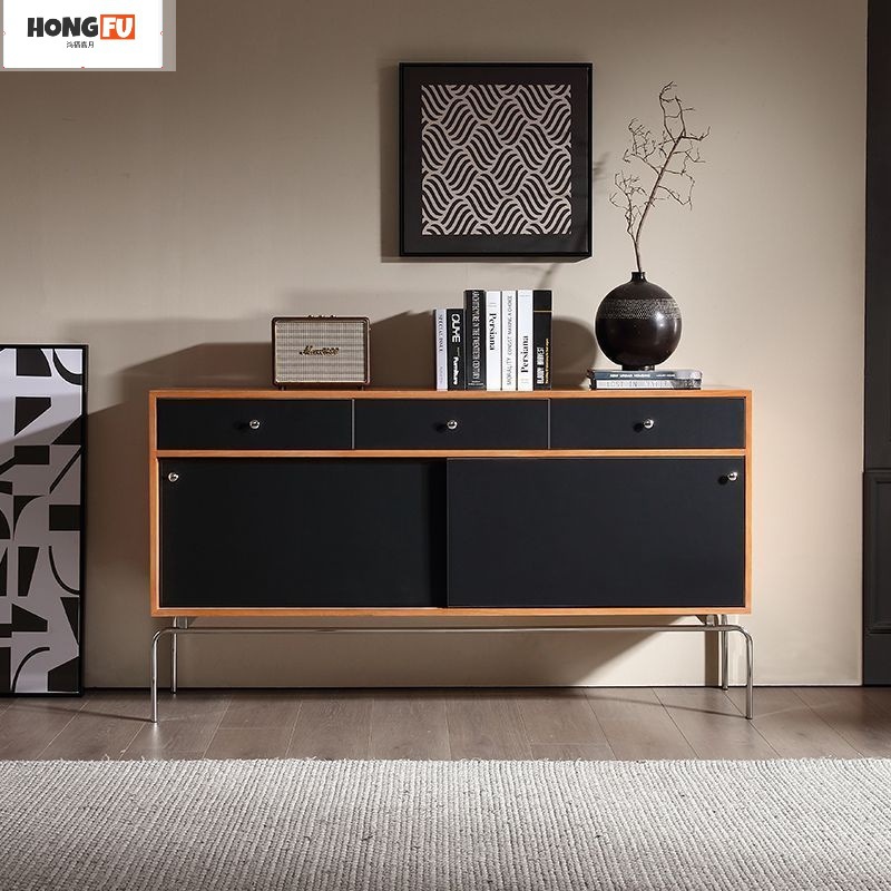Hongfu Solid Wood Sideboard Retro Style Foyer Entrance Cabinet Living Room Second-Hand Storage Drawer Cabinet Simple Modern Side Cabinet