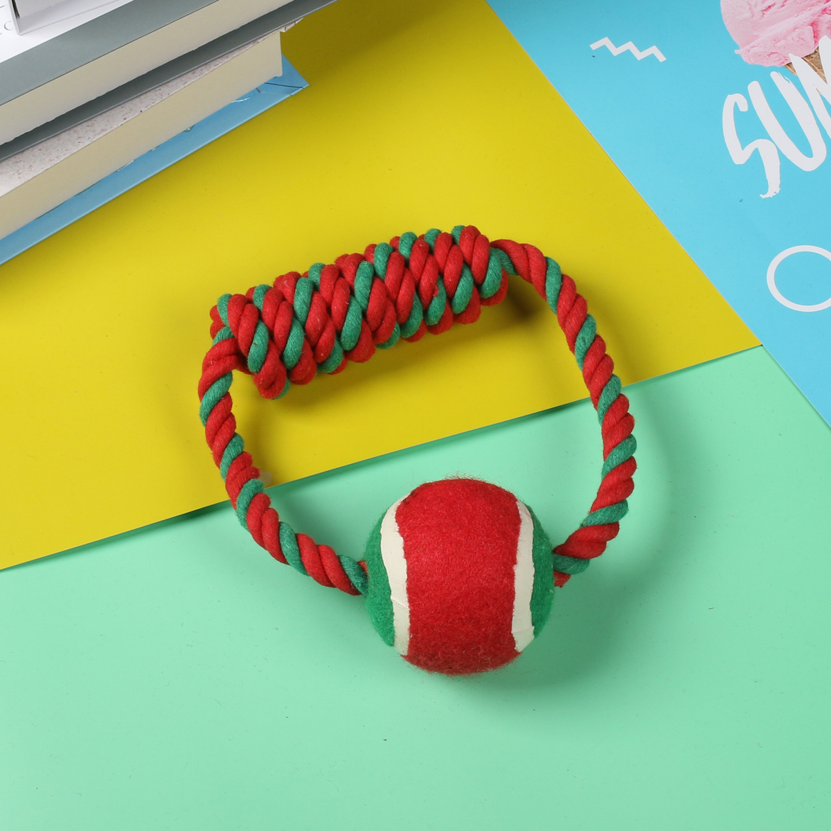 Amazon venta caliente juguetes para mascotas de Navidad juego de regalos perros de molienda dientes de limpieza de dientes cordón nudo fábrica de juguetes para perros en stock