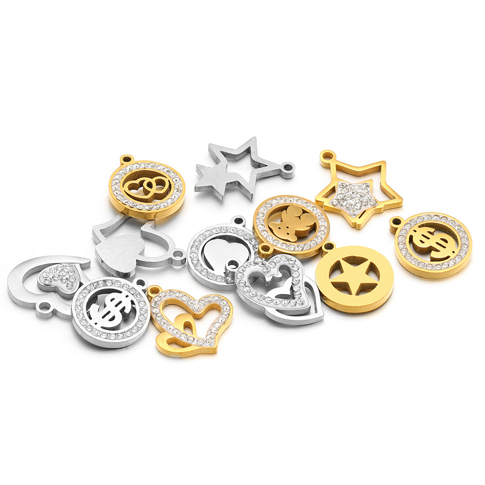 All Seasons Season Plating Design 5 PCS/Package 304 Stainless Steel Star Heart Shape Dollar Pendant