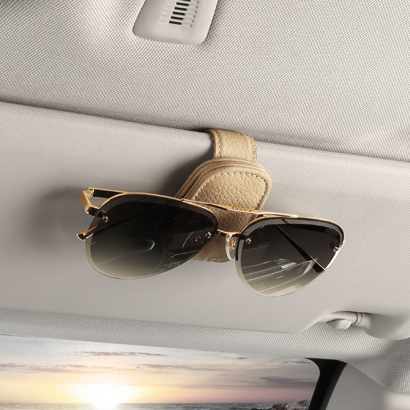 Car Glasses Clip Car Glasses Case Car Leather Sun Visor Storage Box Multifunctional Car Glasses Clip