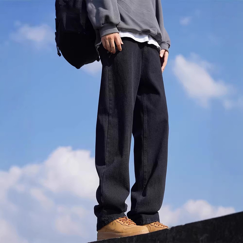 [Ao Ruipeng Endorsement] 20226 Popular Black Men's Spring New Loose-Fitting Jeans American-Style Straight Pants