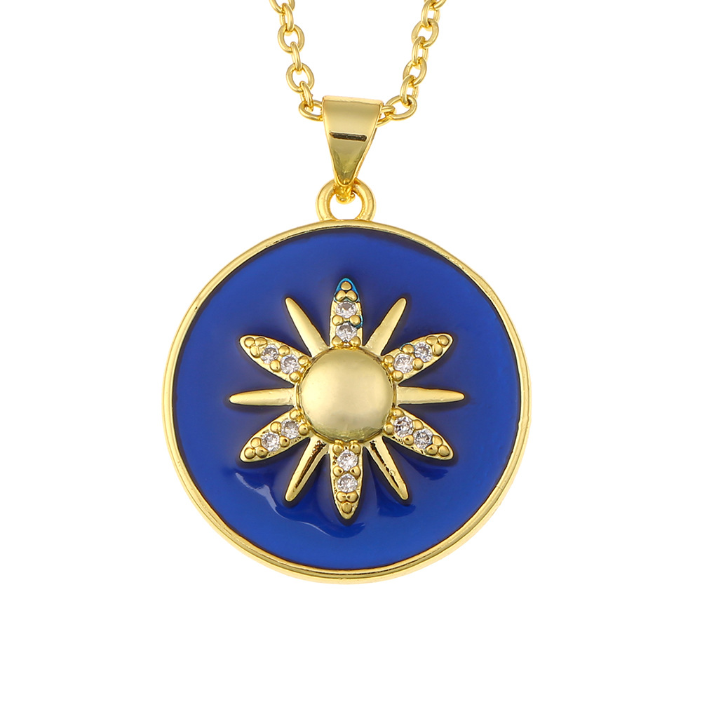 Collier Pendentif Fleur De Soleil Rond À La Mode display picture 4