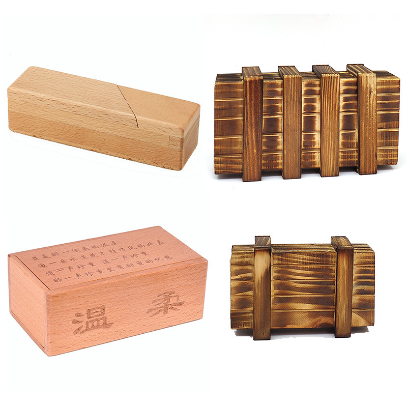 工厂批发神秘宝盒孔明锁鲁班锁温柔解锁三开机关魔盒玄机智力玩具|ms