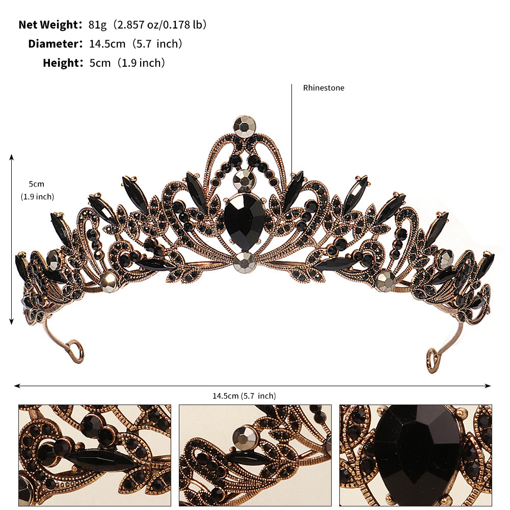 240g Weight Crown Hair Accessories Type Rhinestones, Pearl Inlay Material 1 Piece Quantity Wedding, Party Occasion Alloy Material Halloween Festival Crown Pattern Women's Gender Inlay Design Cool Style Style Halloween Cool Style Women's Crown Alloy Inlay Rhinestones Pearl Crown 11
