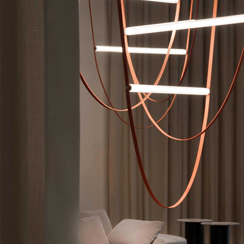 Italian Minimalist Belt Lamp Designer Model Room Open Living Room Loft Duplex House Villa Stairwell Chandelier Italian Minimalist Belt Lamp Designer Model Room Open Living Room Loft Duplex House Villa Stairwell Chandelier