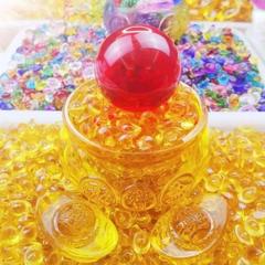 鴻運珠黃銅米缸風水琉璃擺件轉運珠紅色烤色水晶球