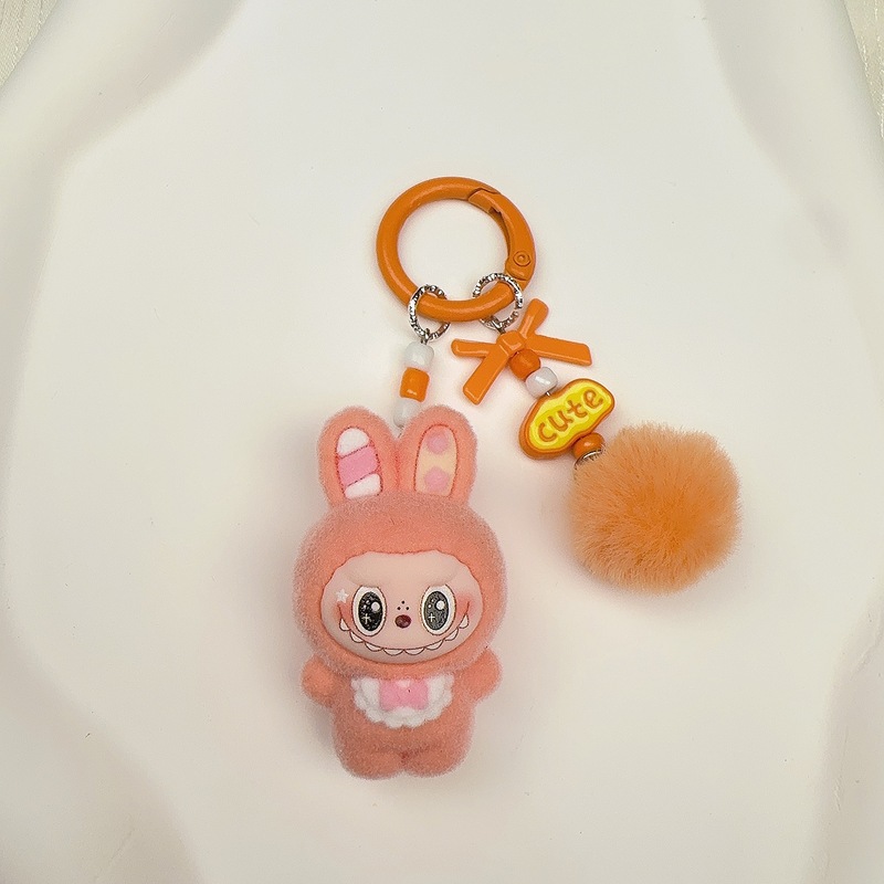 新款植绒小兔子abubu钥匙扣挂饰跨境萌粒公仔diy配饰手机饰品挂件|undefined