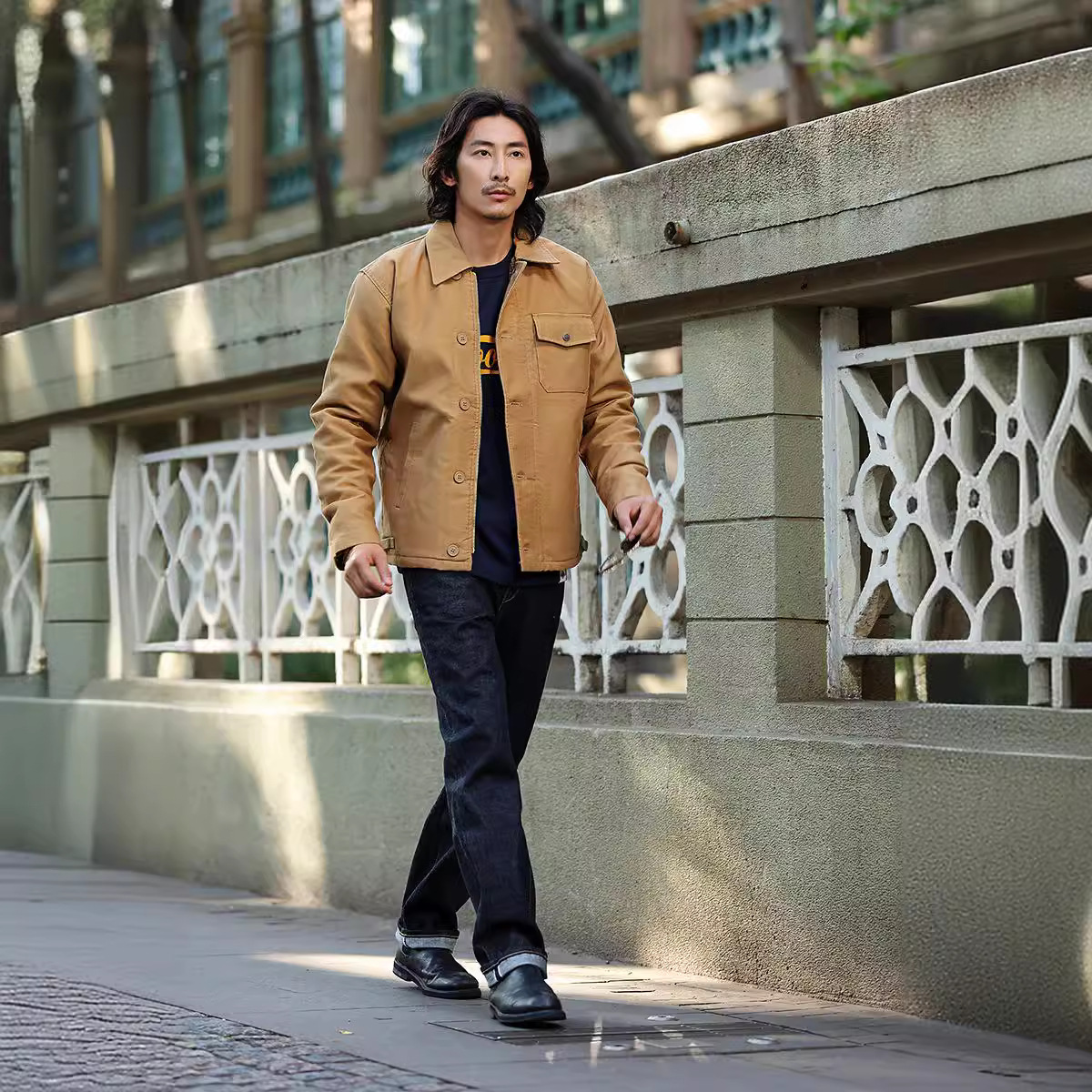 OKONKWO A-2 Chaqueta de cubierta azul marino Ropa de cubierta engrosada abrigo hombres A2 Chaqueta de lana N-1 Chaqueta acolchada de algodón