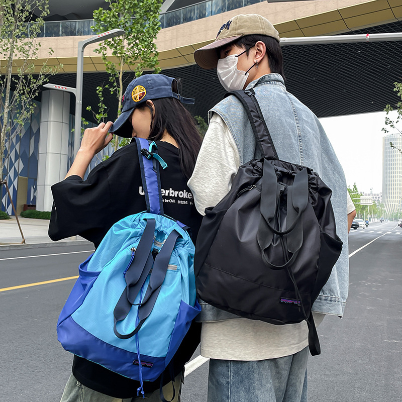 New Zhongzhuo Backpack Foldable Multifunctional Tote Bag Outdoor Sports Contrast Color Fashion Handbag Walking Bag