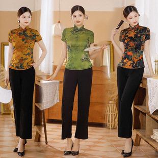 2025 New Tang Suit Women's Tops Short Improved Fashion Women's Cheongsam Skirt Ladieswear's Wear Performance Clothes Set Dropshipping