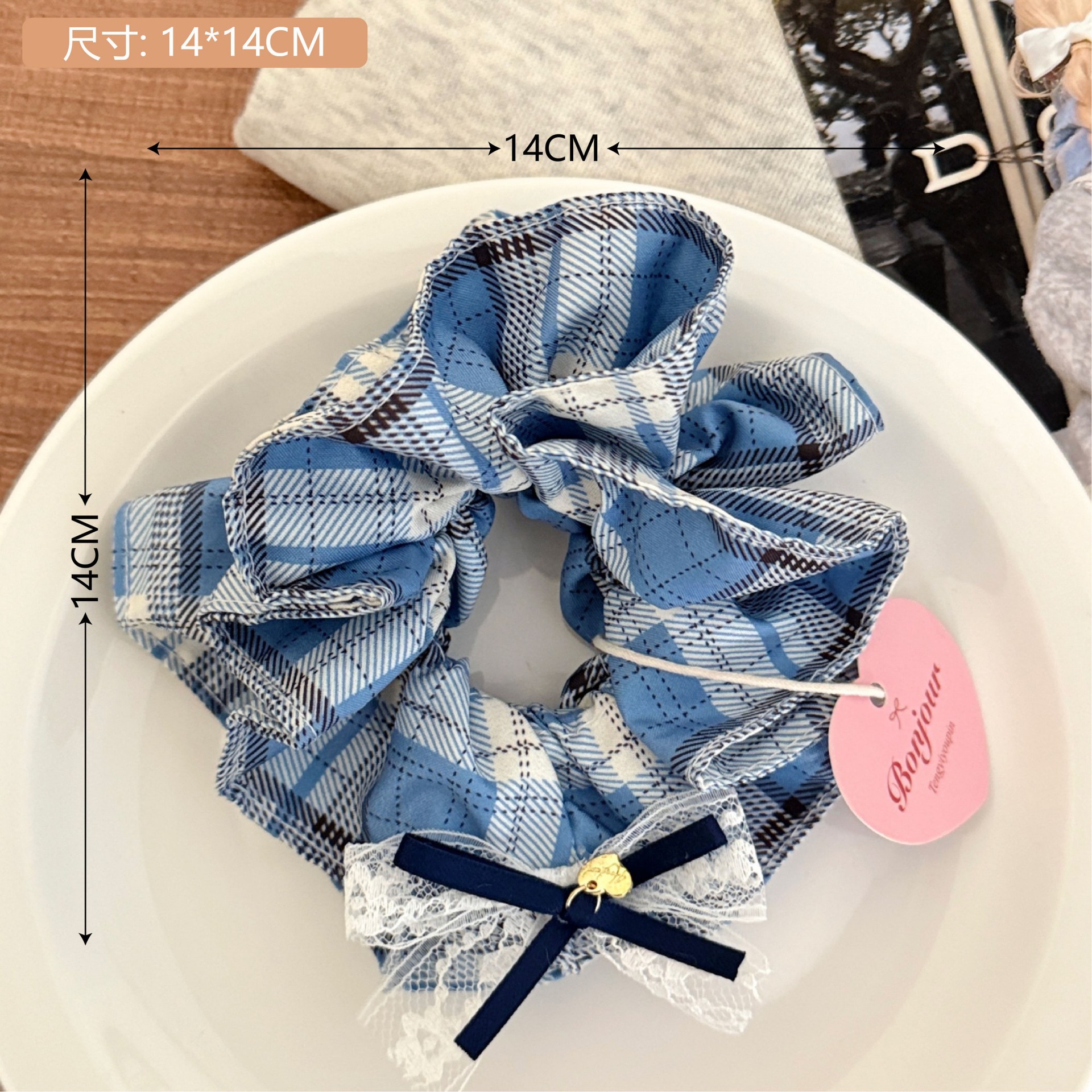 Verano refrescante bowknot encaje intestino grueso anillo para el cabello niña estilo pastoral sentido de alta calidad bola grande cuerda para el cabello