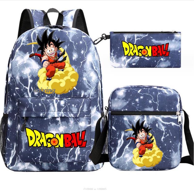 Juventud Dragon Ball mochila estudiante bolsa de hombro bolsa de viaje conjunto de 3 piezas
