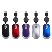 Lovely Mini Wired Mouse Retractable USB Cable Ergonomic Offi