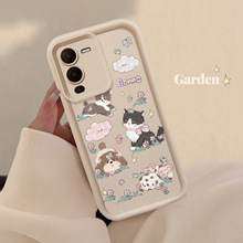 【VIVO】适用春季ins花朵猫咪手机壳Y53S硅胶S17适用X90SE简约X70