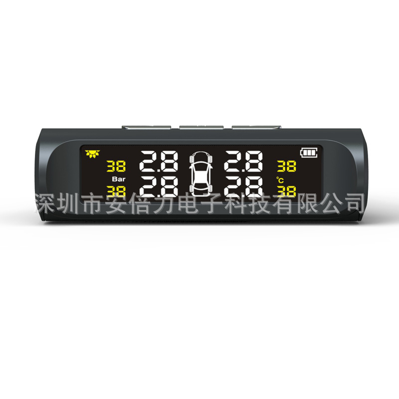 Solar-Powered Car Tire Pressure Detector Tpms with Built-In Real-Time Display of Tire Pressure for 4 Wheels