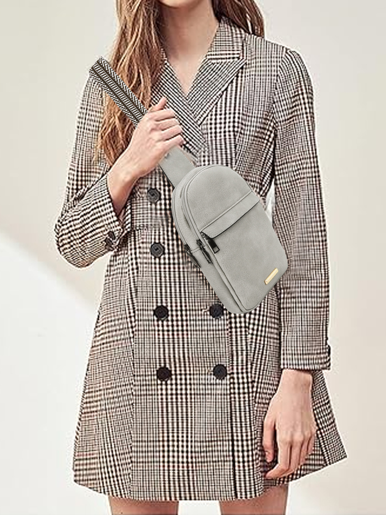 259g Weight Polyester Lining Material Zipper Closure Type Sling Strap Strap Type Fanny Pack Bags Type Daily Occasion Pu Leather Material Color Block Pattern All Seasons Season Unisex Gender Vintage Style Style Oval Shape Unisex Vintage Style Color Block Pu Leather Waist Bags 30