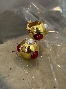 G new compact naked women's individually packaged red exquisite inlaid bead earrings female big-name style L12/9