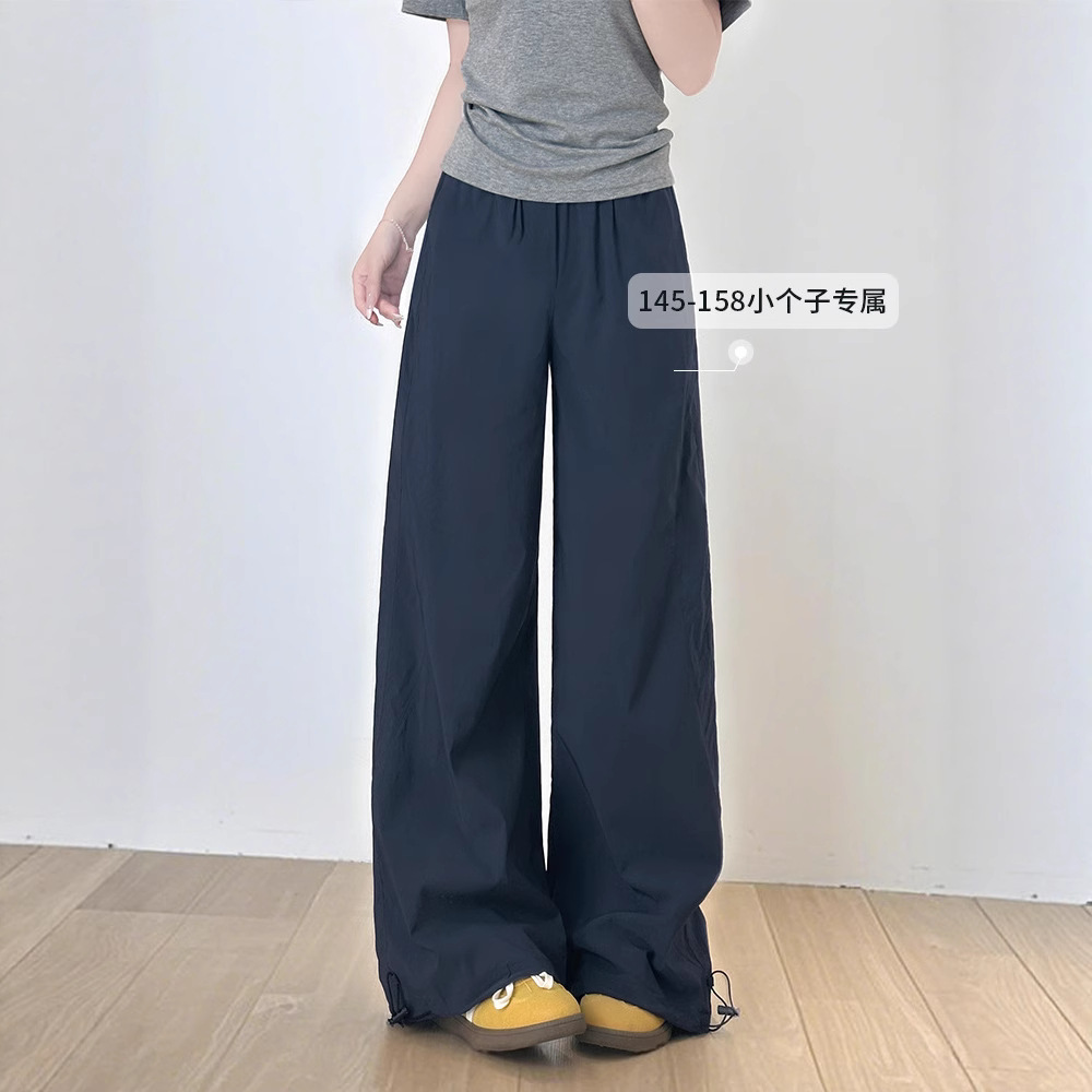 现货速干工装裤女夏季2025新款高腰休闲直筒阔腿冰丝运动提臀裤