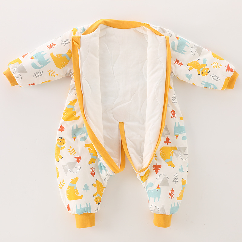 Saco de dormir para bebés recién nacidos Otoño e invierno para niños anti-kick edredón artefacto masculino y femenino bebé acolchado split leg sleeping bag