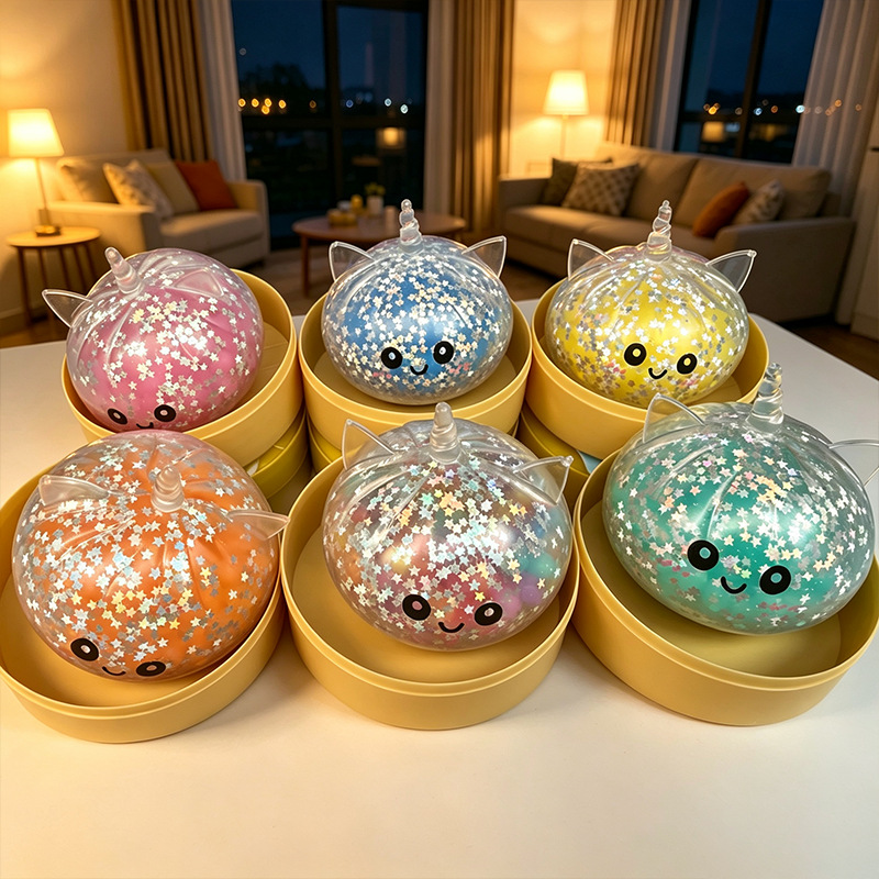 Five-pointed star unicorn bun 8.5cm-single random [take 12 pieces with display box]