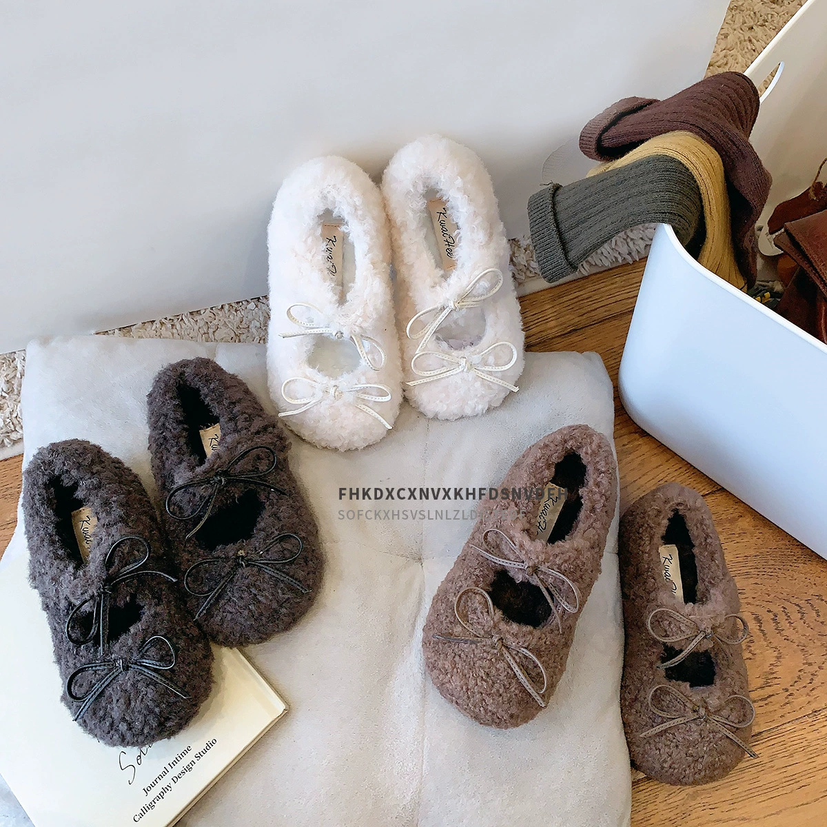 Зимняя детская обувь в корейском стиле, детская хлопчатобумажная обувь, меховая обувь для девочек, туфли принцессы для девочек, бархатные туфли-бобы, детская обувь
