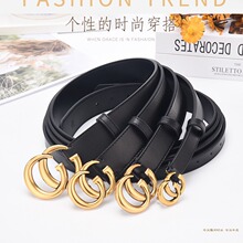 女士皮带真皮个性双g腰带ins网红款时尚百搭男裤带韩版潮腰间