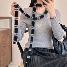 日系原宿y2k辣妹无性别细围巾韩版百搭装饰凹造型INS网红长条围脖