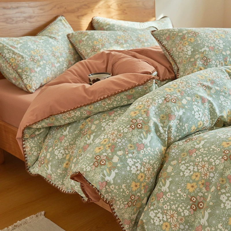 Комплект из хлопка свежий, комплект для простых школьников, 4 предмета, рисунок с цветами, 3 предмета