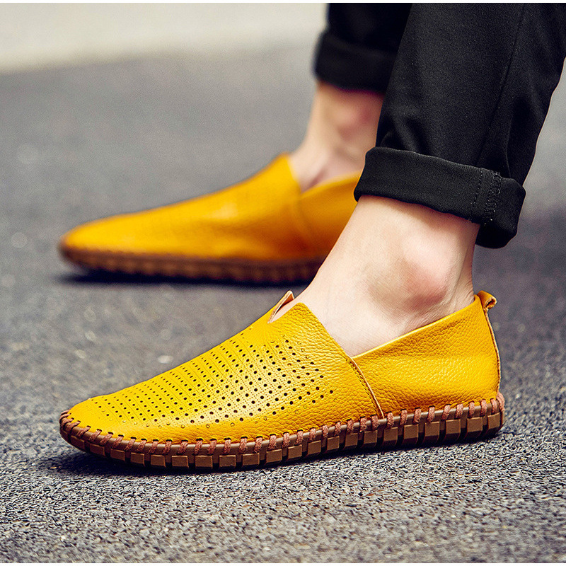 Foreign Trade Cheap Men's Genuine Leather Shoes Breathable 2025 New Casual Shoes Men's Autumn Flat Heel Solid Color Men's Shoes Cross-Border Men's Shoes