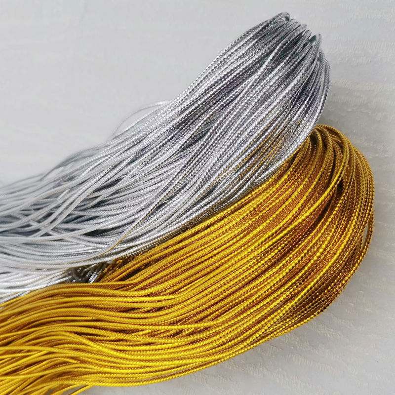 2mm Gold Silver Belt Cotton Yarn Core Round Rope Glitter Rope Braided Rope 2mm Gold Wire Rope Chinese Knot Gold Wire