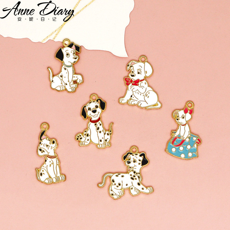 달마시안 DIY 액세서리 귀여운 강아지 액세서리 가방 합금 오일 드롭 키 체인 펜던트 헤어 액세서리 목걸이