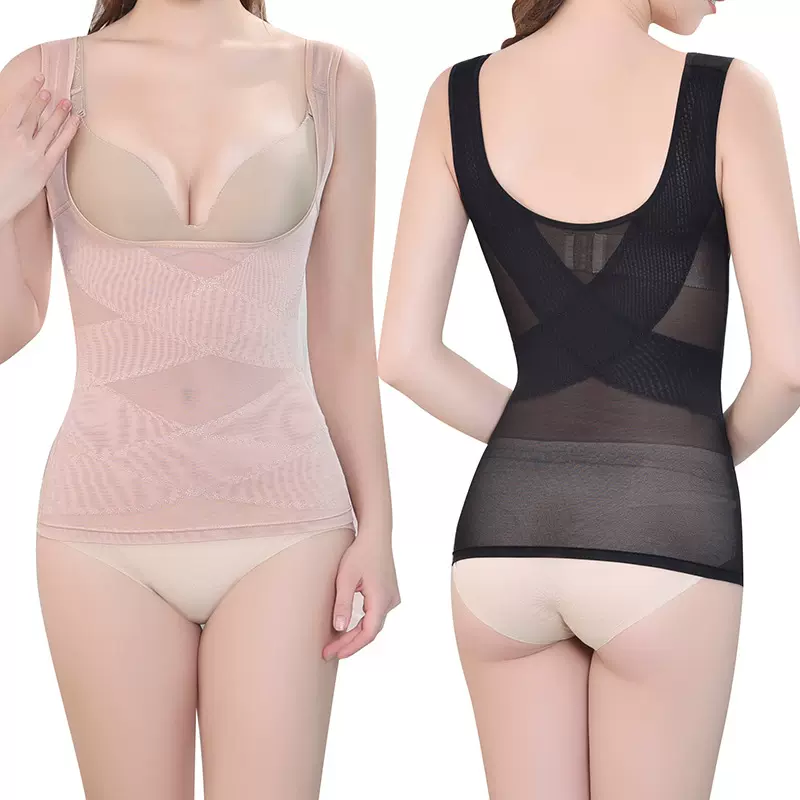 欧美跨境塑身衣大码薄款收腹束腰美体托胸塑身上衣背心