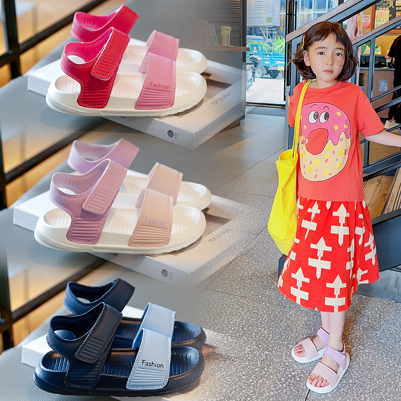 Girls Sandals 2024 Summer New Style Medium and Large Children Korean Style Soft Soled Boys' Shoes Casual Children's Beach Shoes