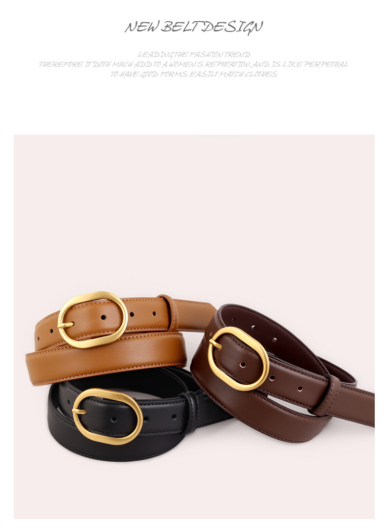 Ceinture en cuir véritable pour femmes, boucle à aiguille, mode polyvalente, pour jeans, loisirs, banlieue, noir, tendance, Stock pour femmes, nouvelle collection 2024_voghion.com