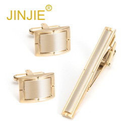 New high-end gold-plated brushed metal tie clip set for men, French-style tie clips wholesale