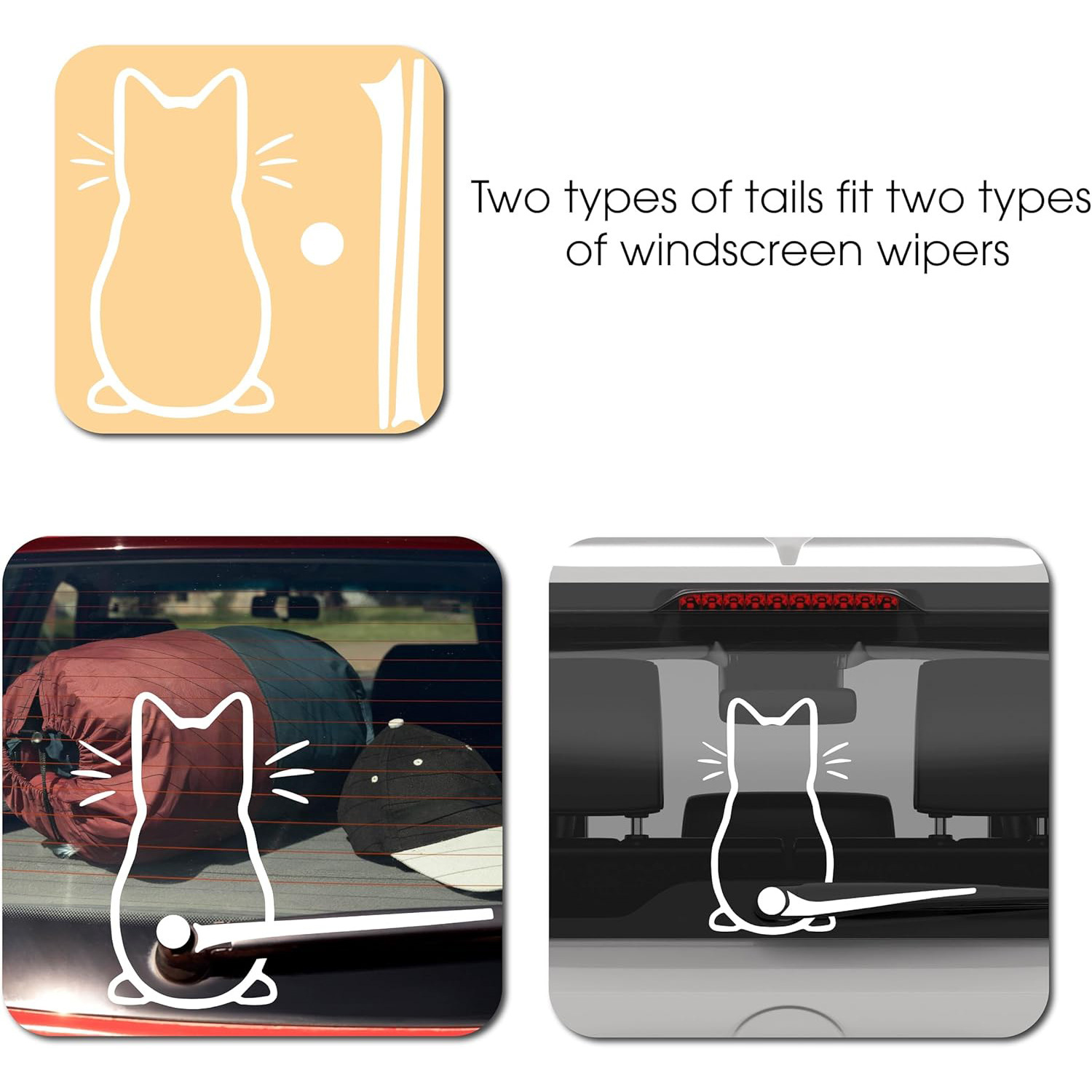 Cute Cat Car Wiper Vinyl Sticker, Animal Engraved Waterproof Body Sticker_voghion.com